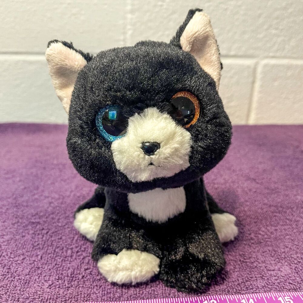 Aurora Candies Liquorice Cat Plush Black White Glitter Eyes Stuffed Animal ESSA